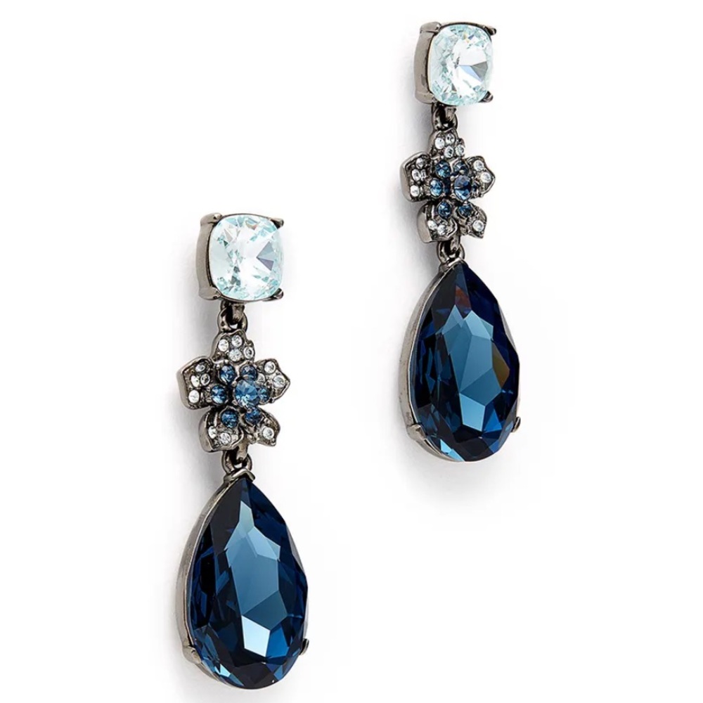 Floral midnight drop earrings by Oscar de la Renta